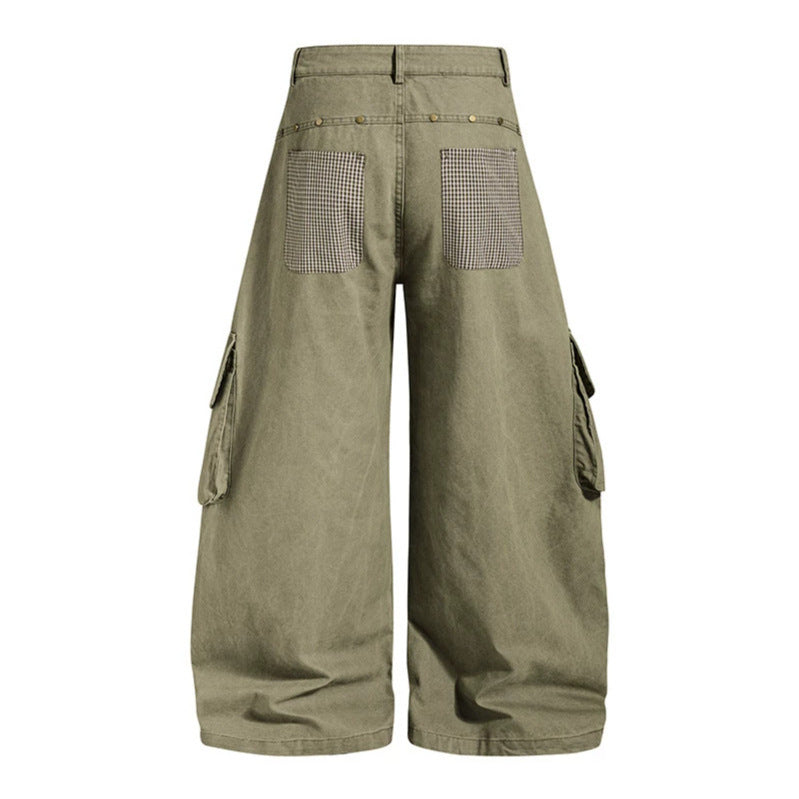 Women's wide cargo culotte pants with star appliqués and multi pockets Chichicherry