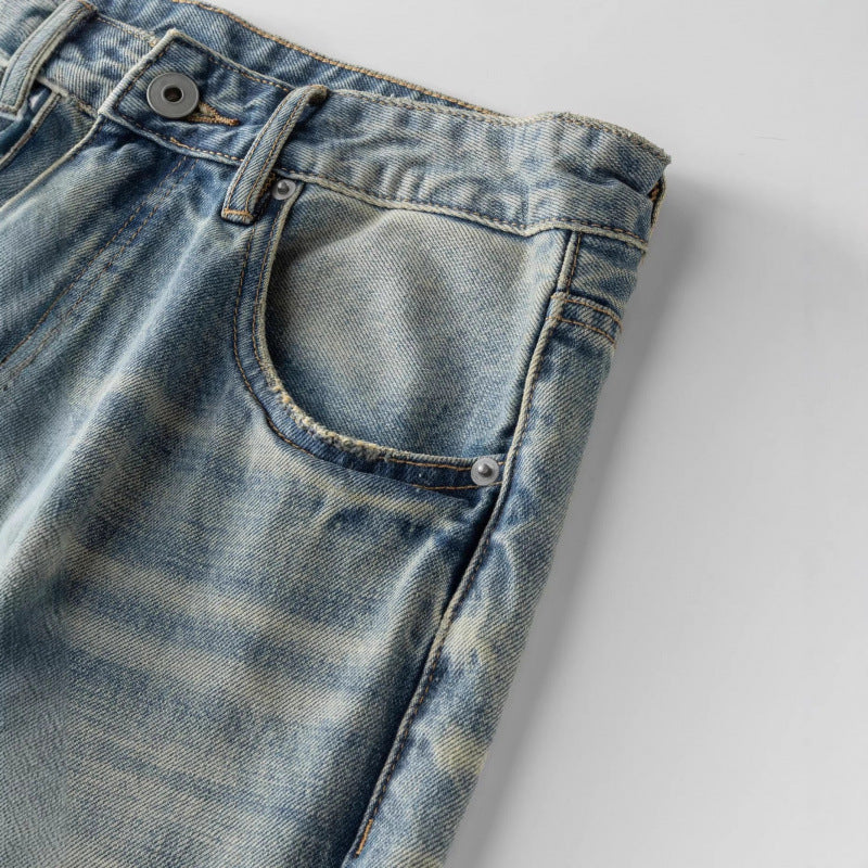 Women's Loose-Fit Straight-Leg Jeans with High Waist and Vintage Wash Chichicherry