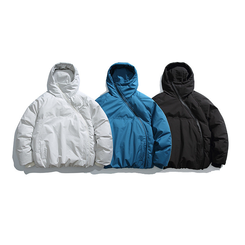 Unisex Padded Oversized Quilted Jacket with Asymmetrical Zipper Chichicherry