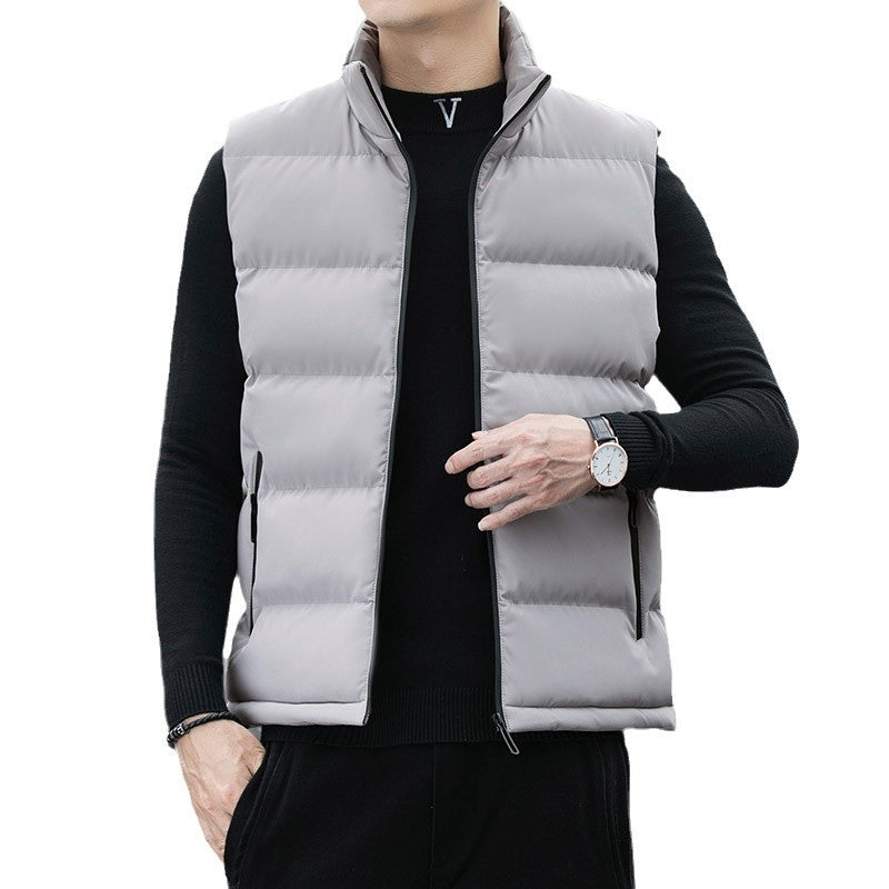Men's padded quilted thermal vest with stand-up collar, side zip pockets & windproof exterior Chichicherry