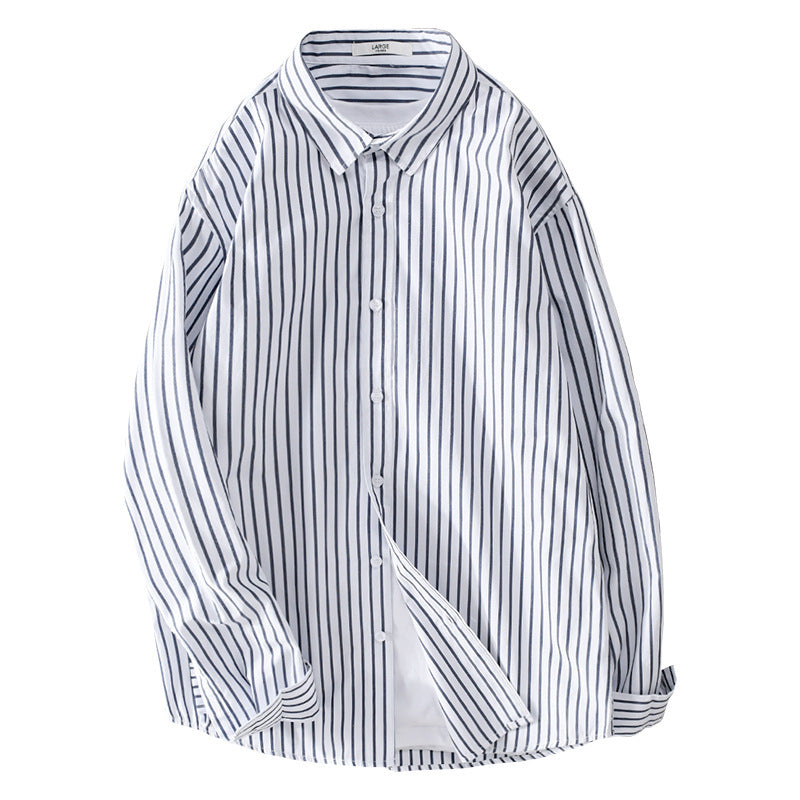 Men Striped Oversized Shirt Made of Light Cotton Blend with Kent Collar Chichicherry