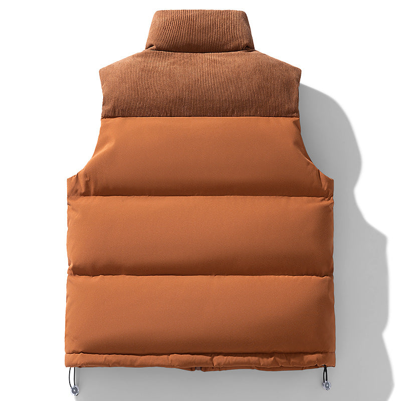 Men's Padded Quilted Vest with Cord Collar, Thermal Insulation and Drawstring Hem Chichicherry