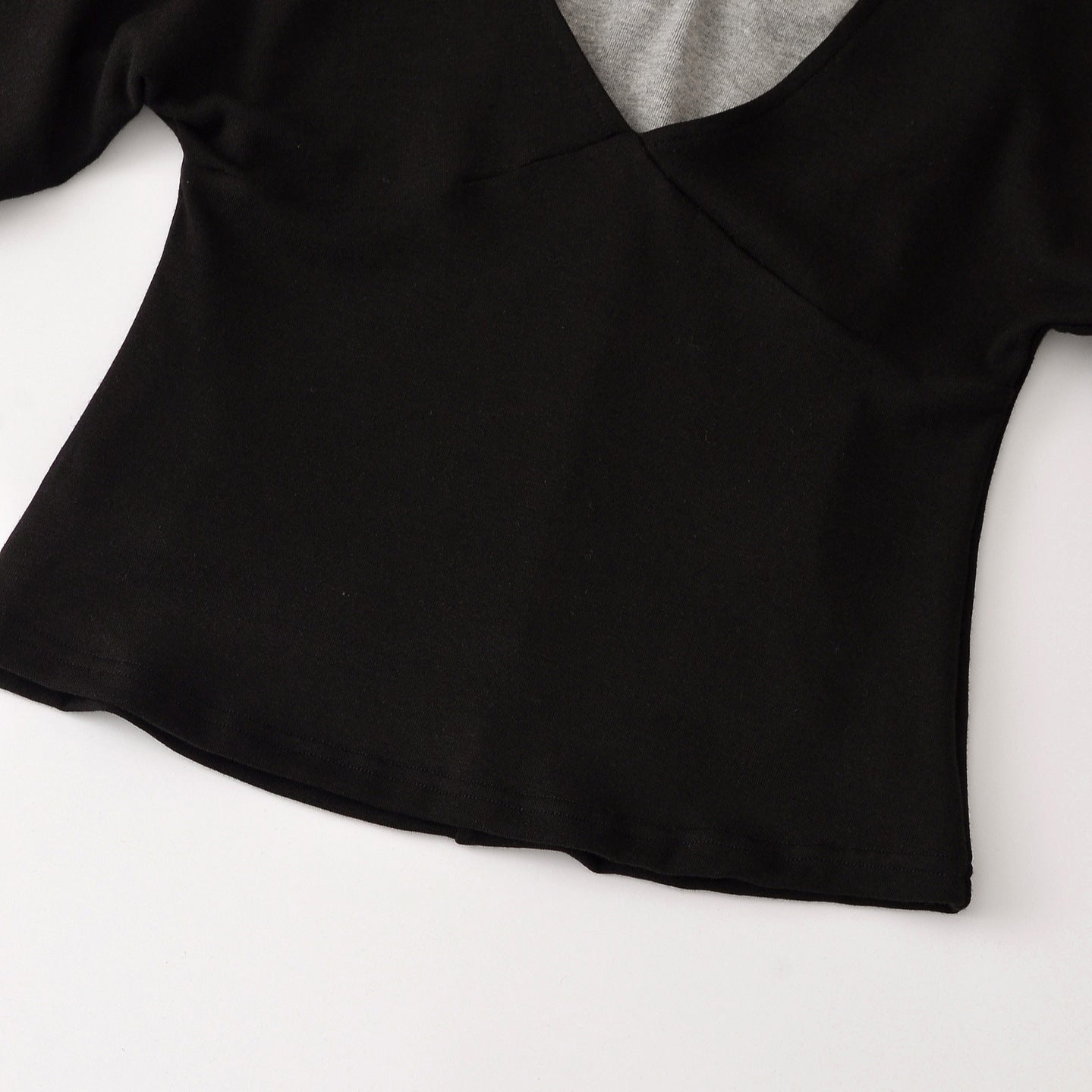 Women's Layered Look Long Sleeve Shirt with Deep V-Neck and Integrated Camisole Chichicherry