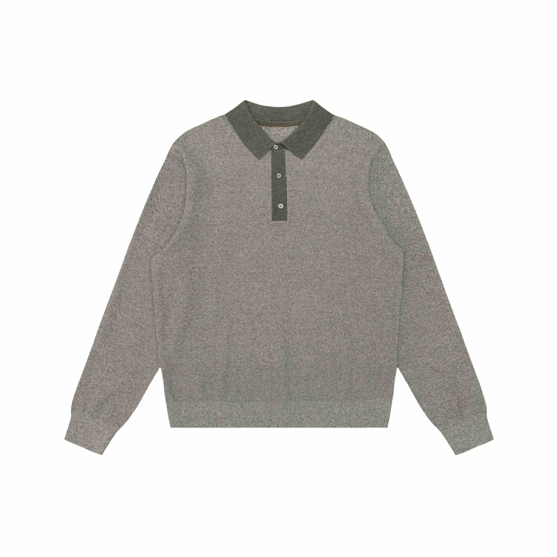 Unisex Structured Polo Collar Knit Sweater with Half Button Placket Chichicherry