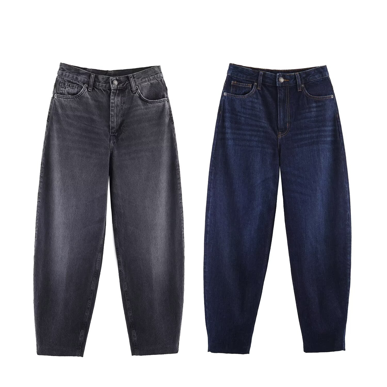 Women High-Waist Balloon Jeans with wide thigh and tapered hem Chichicherry