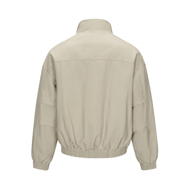 Men's Boxy Bomber Jacket with Teddy Lining and High Stand Collar Chichicherry