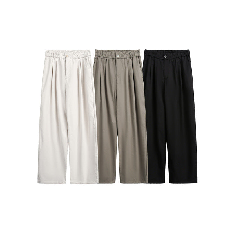 Women's loose-fit palazzo pants with elastic waistband, pleats, and straight leg Chichicherry