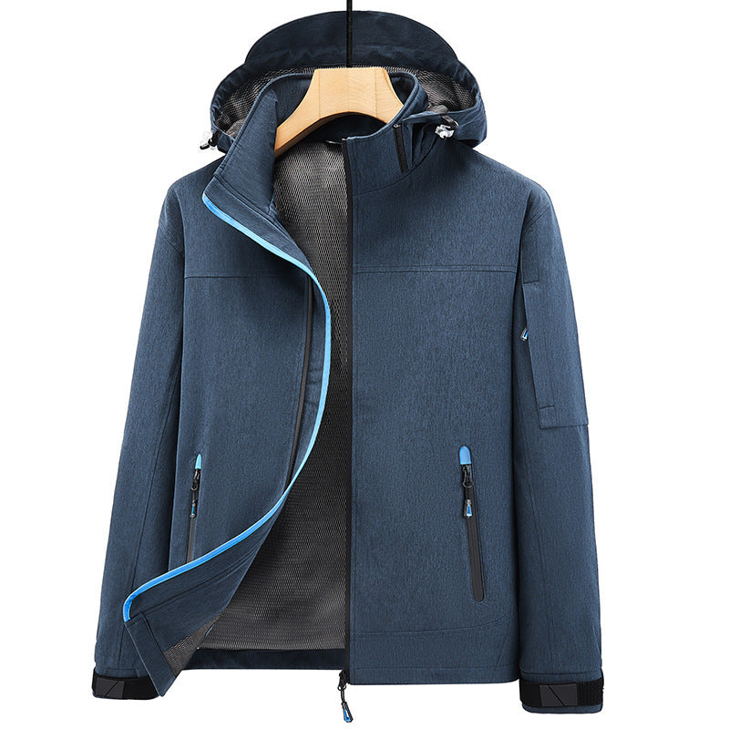 Men's Breathable Softshell Outdoor Jacket with Hood, Welded Seams and Sleeve Pocket Chichicherry