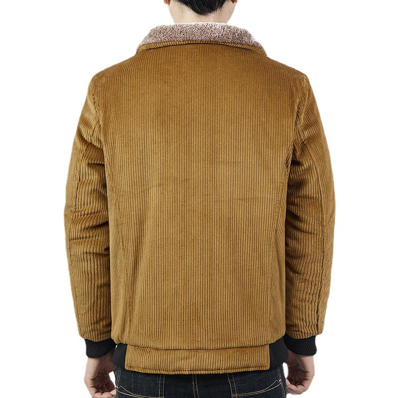 Men's corduroy bomber jacket with sherpa collar, thermo lining, and utility pockets Chichicherry