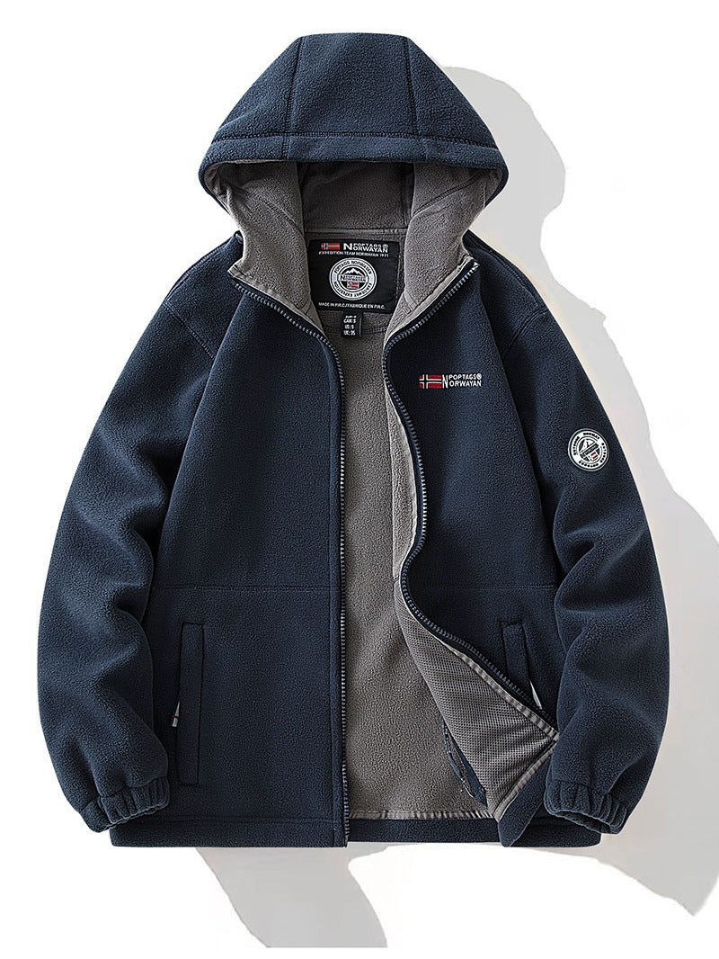 Women's fleece hooded jacket with warming microfleece inner side, full-length zipper and utility pockets Chichicherry