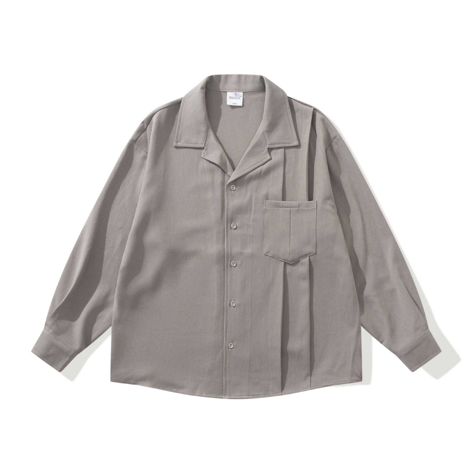 Unisex Oversize Shirt Jacket with Open Notch Collar and Chest Pocket Chichicherry