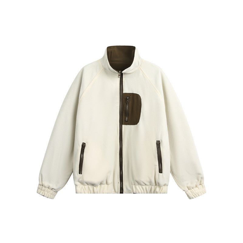 Unisex Lightweight Fleece Outdoor Jacket with Zipper Chest Pocket and Elastic Hem Chichicherry