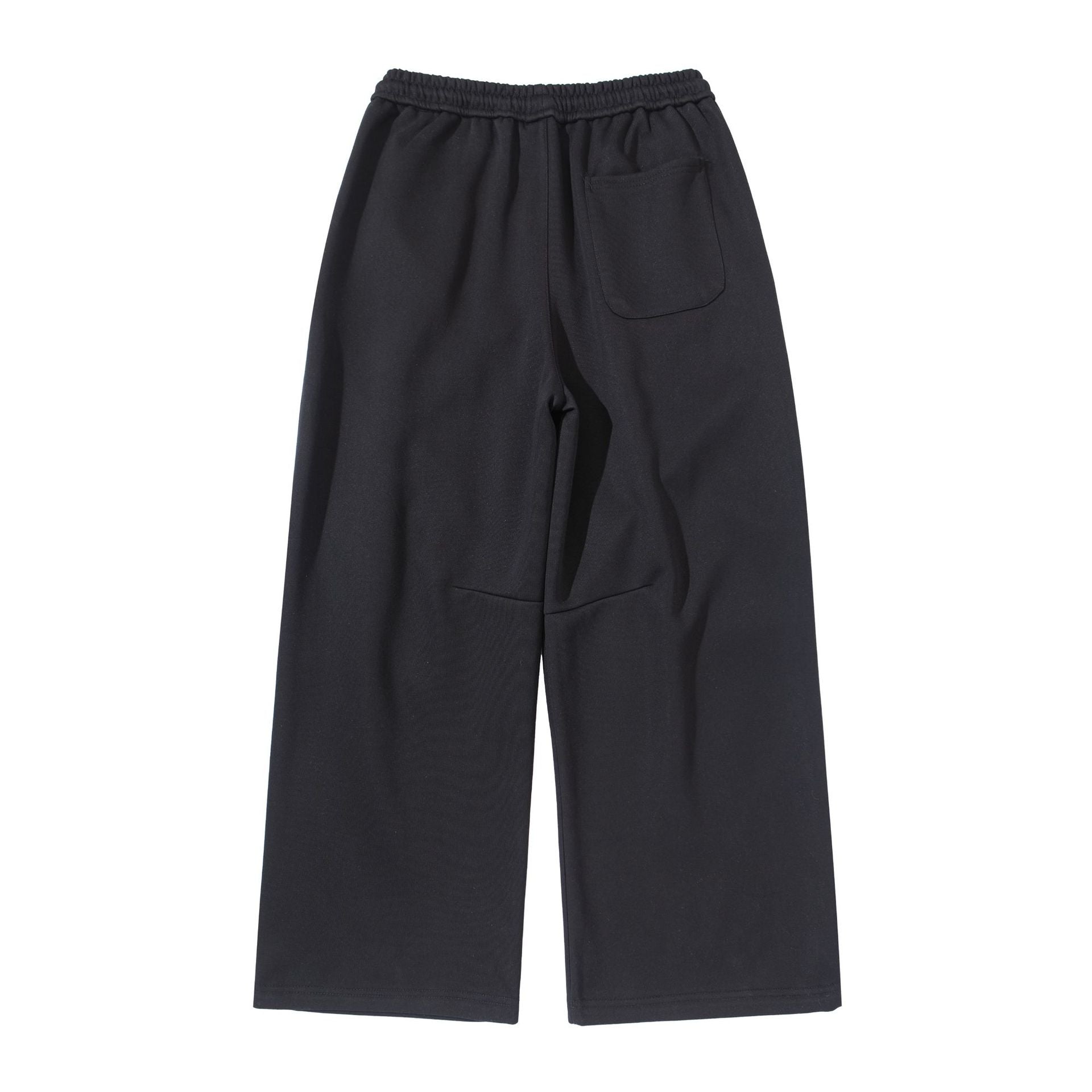Women's Wide Cropped Sweatpants made of French Terry with High Elastic Waistband, Drawstring, and Side Pockets Chichicherry