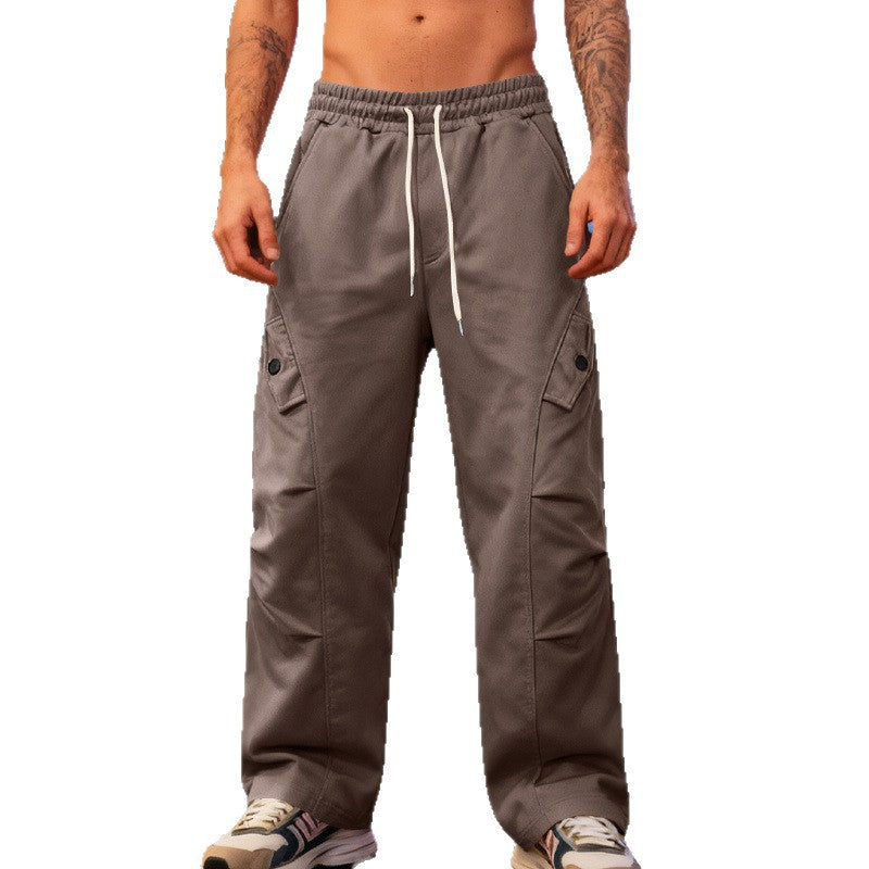 Men's Oversize Cargo Pants in Utility Streetwear Look with Drawstrings and Flap Pockets Chichicherry