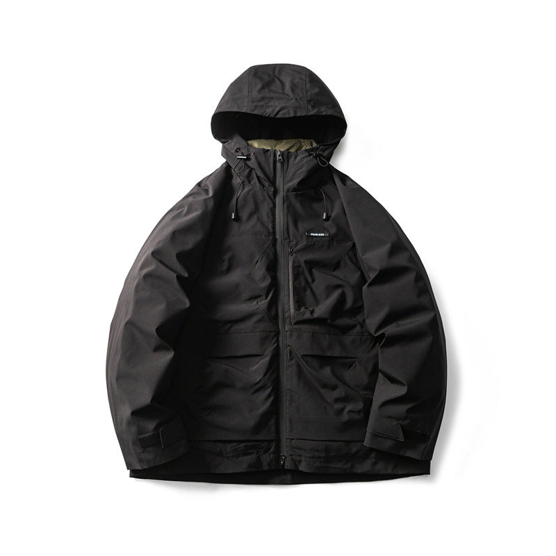 Men's Functional Outdoor Softshell Jacket with Hood and Multiple Pockets Chichicherry