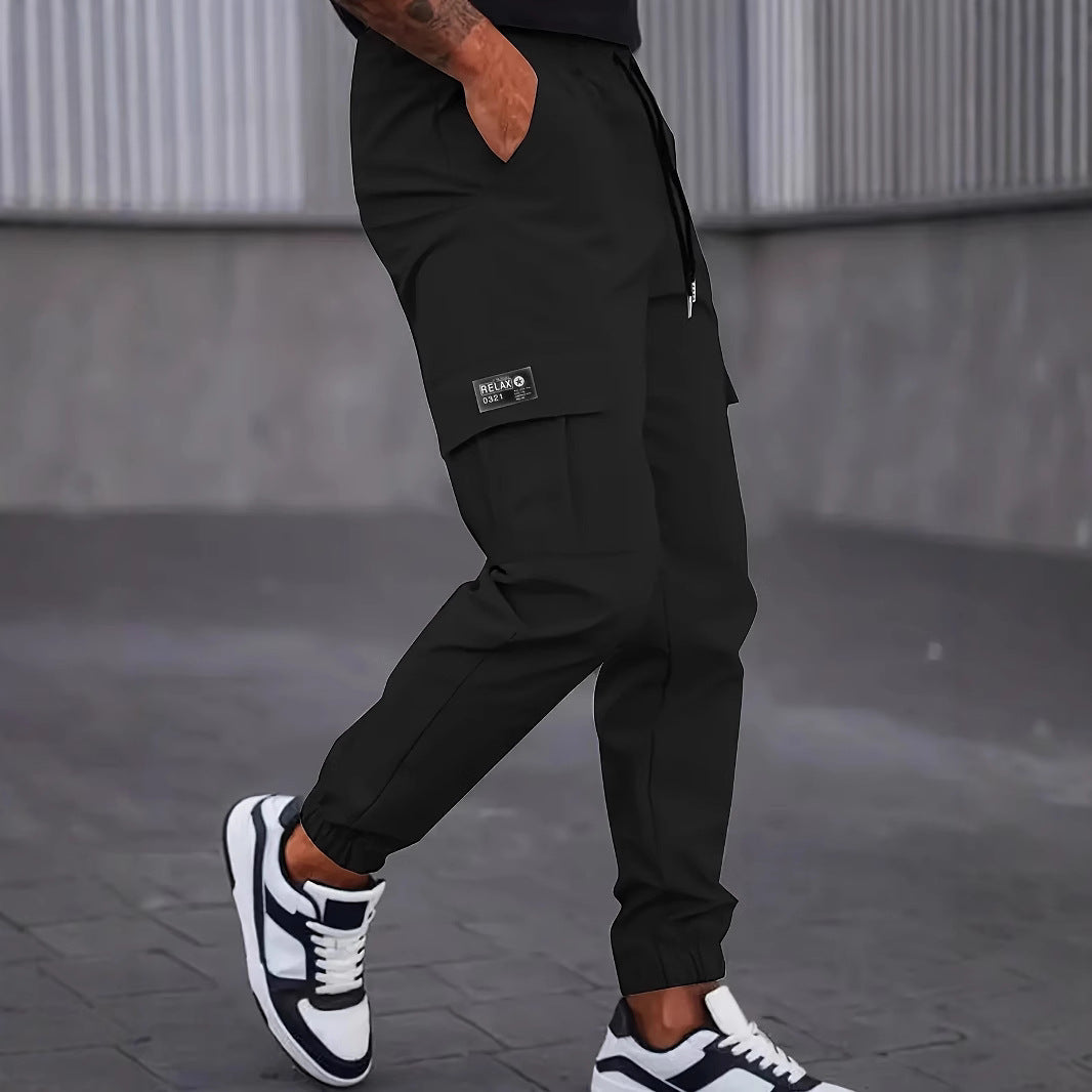 Men's cargo jogging pants with elastic waistband, cargo pockets & drawstring Chichicherry