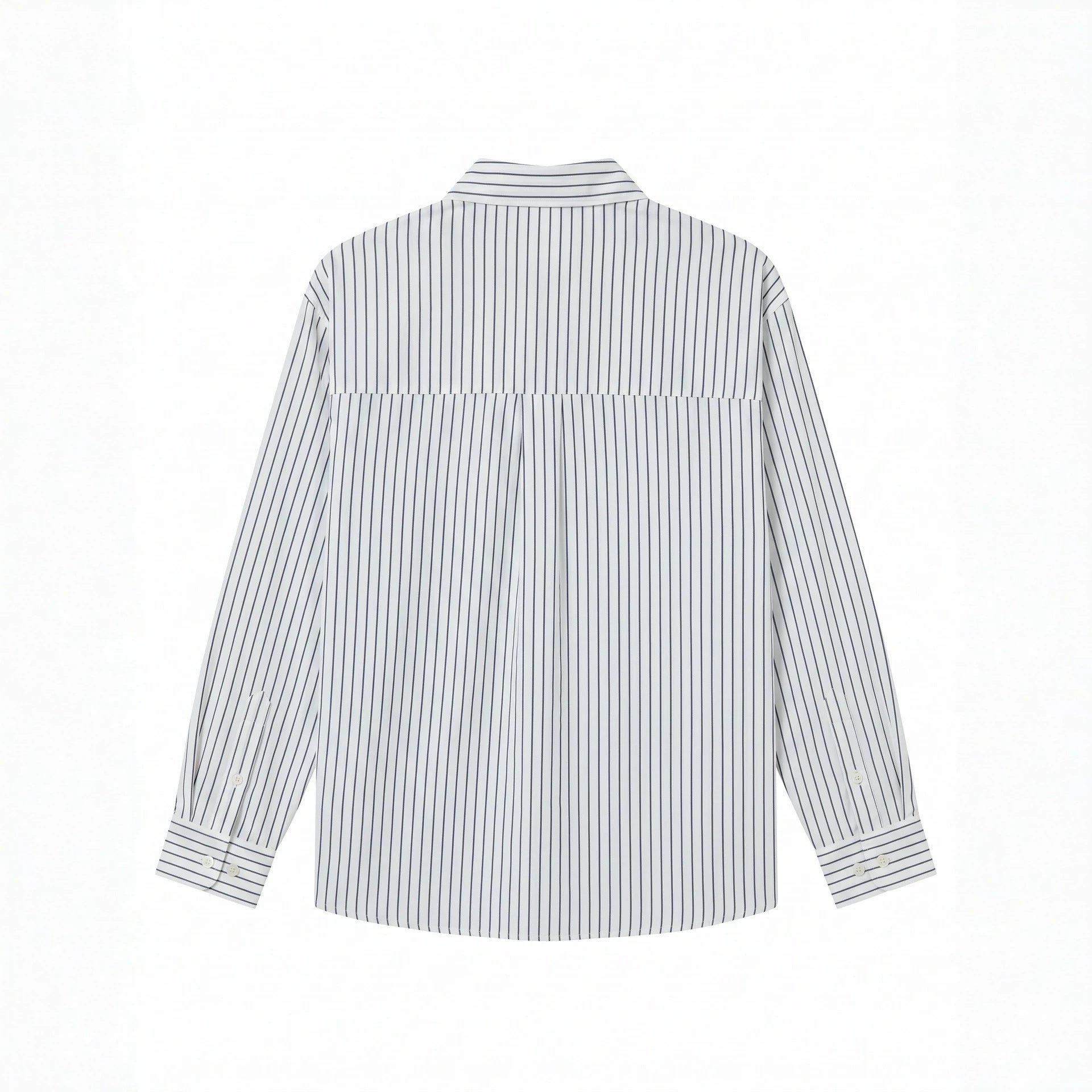 Women's oversized shirt blouse made of cotton blend with pinstripes, chest pocket, and doodle print Chichicherry