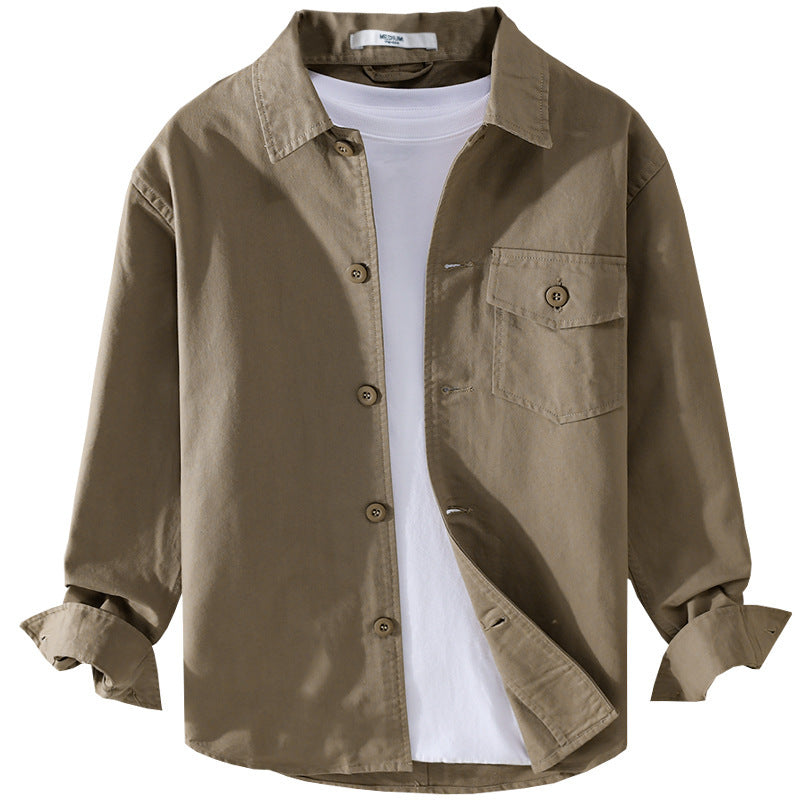 Men's Relaxed-Fit Cotton Overshirt with Chest Pocket and Shirt Collar Chichicherry