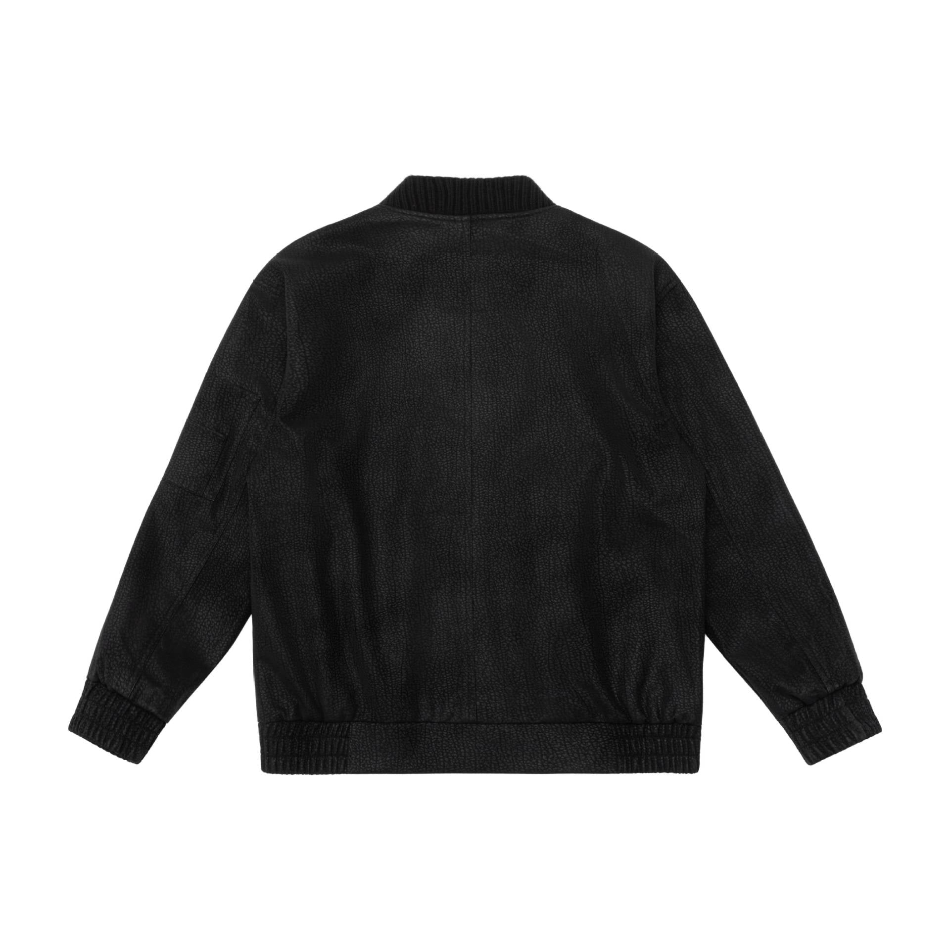 Unisex short bomber jacket with textured suede look and ribbed collar Chichicherry