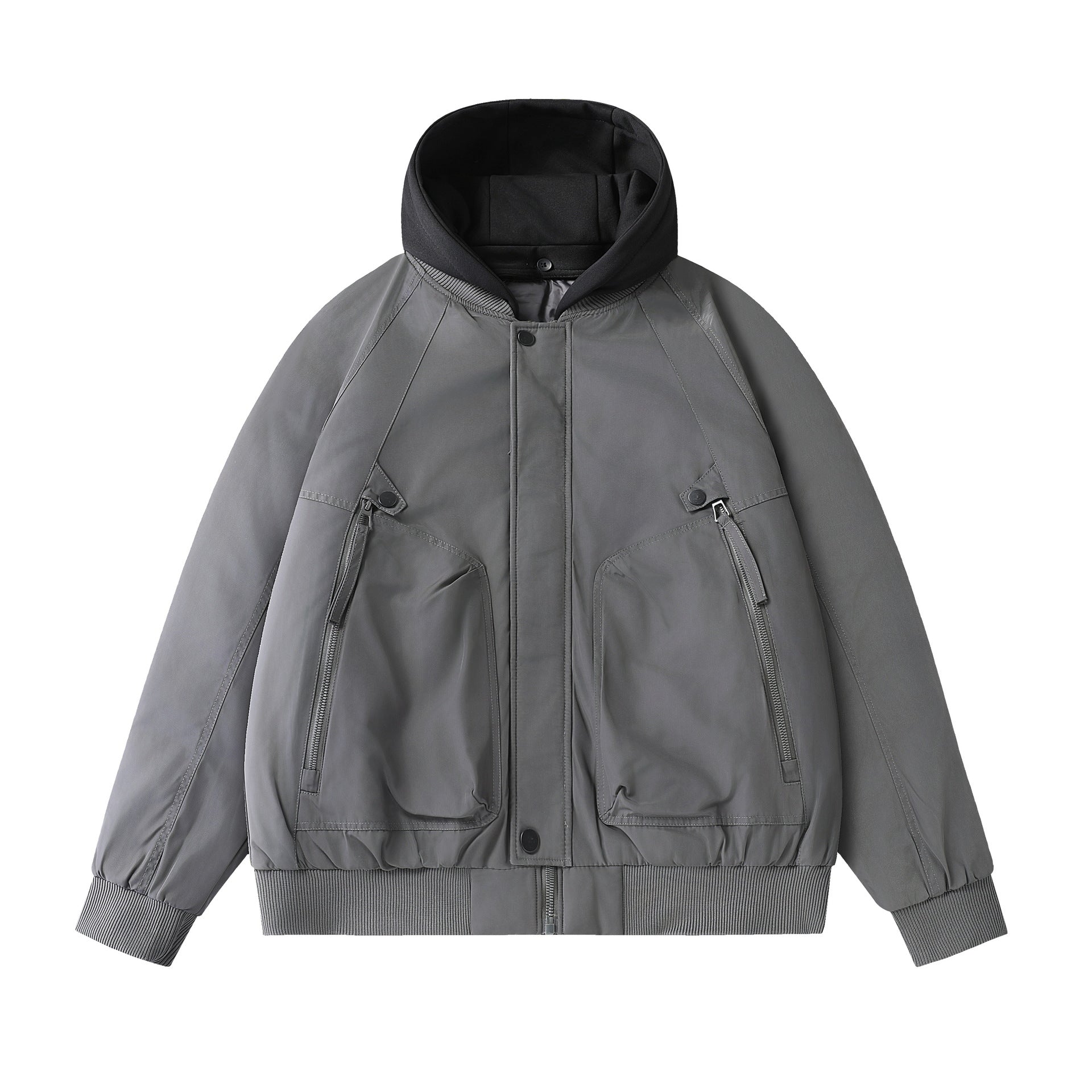 Men's Boxy Utility Bomber with quilted thermal insulation, integrated hood, and concealed zippers Chichicherry