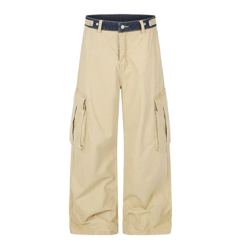 Women's Wide Cargo Palazzo Pants with Large Flap Pockets and High Waist Chichicherry