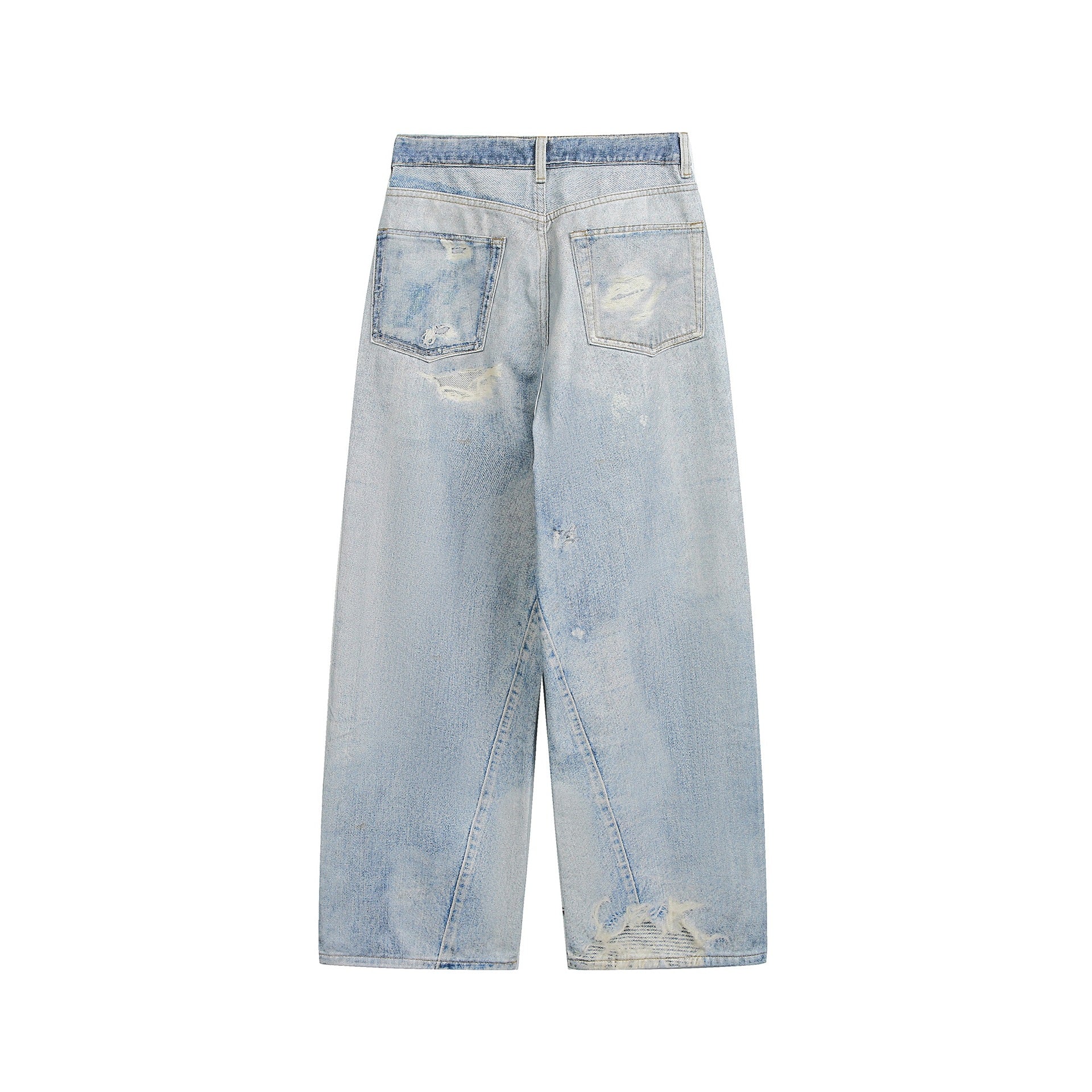 Women's Wide Cropped Jeans with High Waist, Straight Leg and Destroy Details Chichicherry