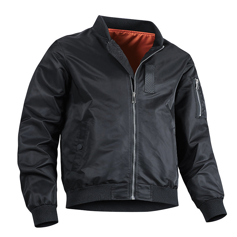 Men's Lightweight Flight Bomber Jacket with Water-Repellent Shell and Contrast Lining Chichicherry