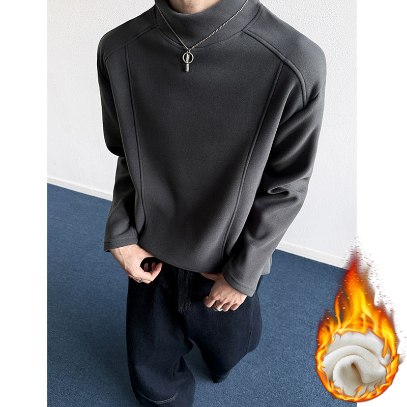 Men's Oversized Stand-Up Collar Sweatshirt with Raglan Sleeves and Subtle Gradient Chichicherry