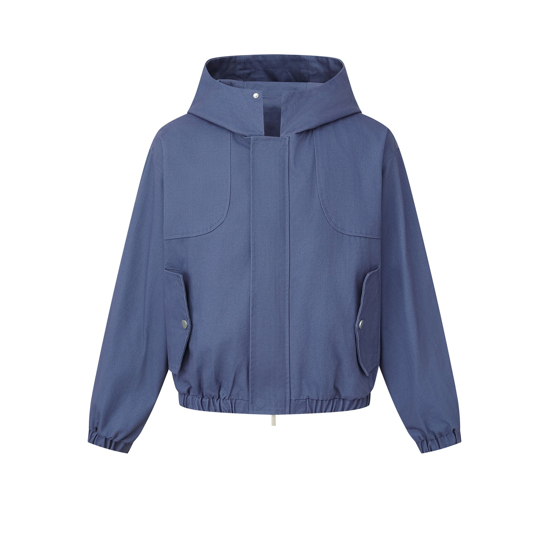 Women's short cut hooded jacket with drawstring hem and patch pockets Chichicherry