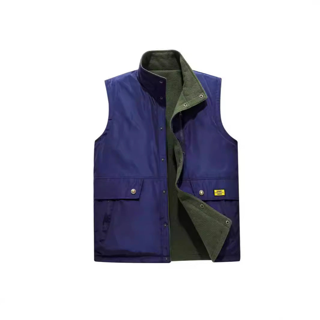 Men's Padded Utility Vest with Fleece Lining, Snap Button and Zipper Fastening Chichicherry