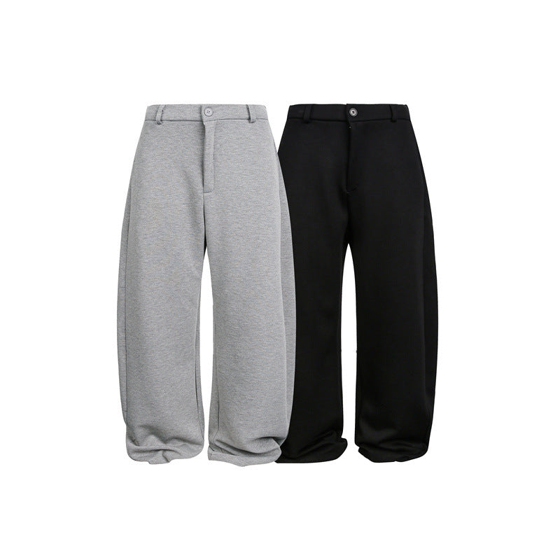 Women's Wide Cropped Sweatpants with Belt Loops, Pleats, and Balloon-Shaped Hem