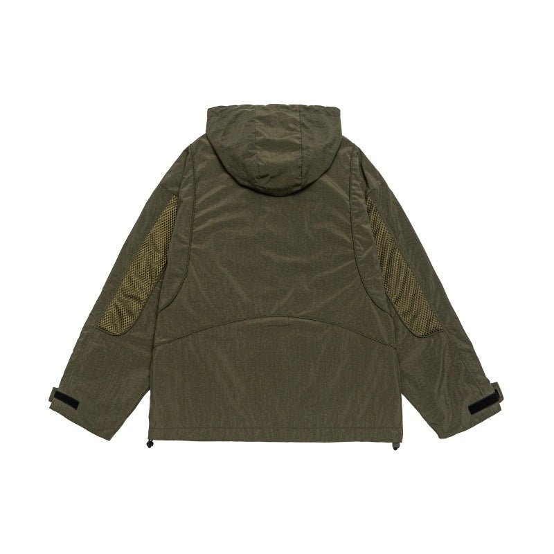 Unisex Oversize Utility Parka with Hood, Mesh Inserts and Concealed Front Flap Chichicherry