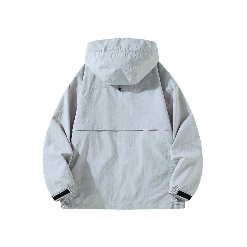 Men's Technical Utility Outdoor Jacket with Hood, Multifunction Pockets and Mesh Lining Chichicherry