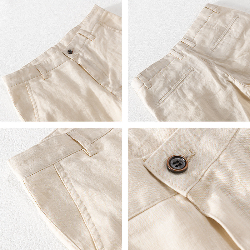 Men's Lightweight Linen Chino with Slim Fit and Rolled Hem Chichicherry