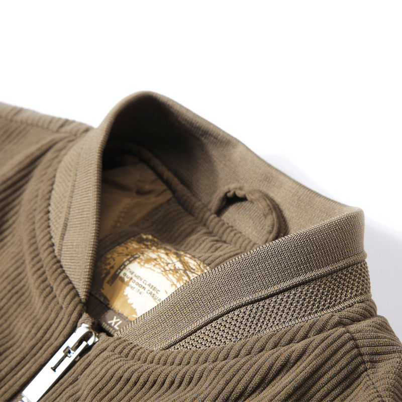 Men's corduroy bomber jacket with zipper, ribbed cuffs, and light padding Chichicherry