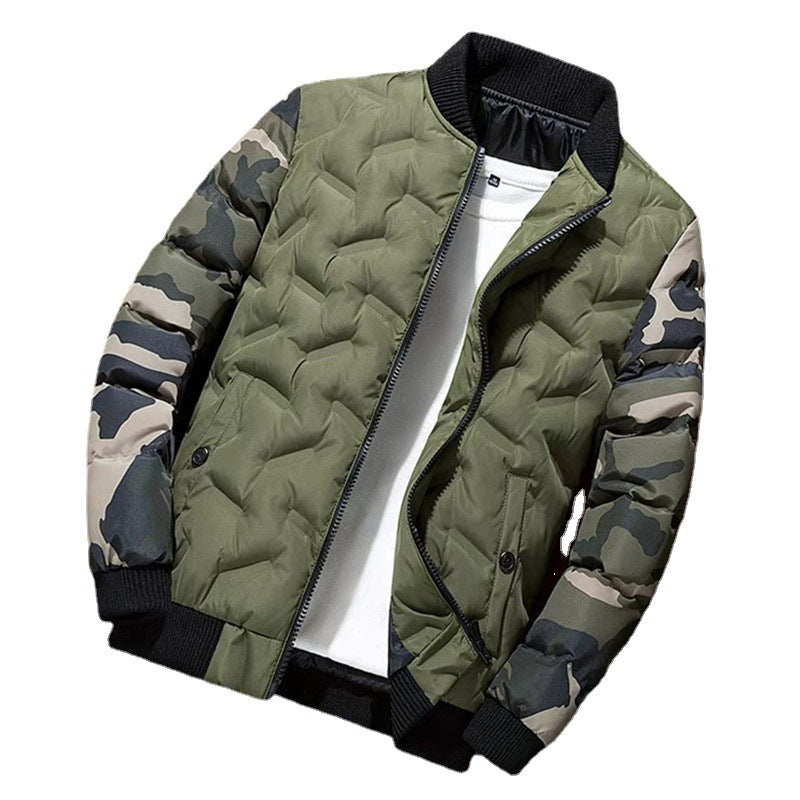Men's quilted bomber jacket with camouflage sleeves, warming thermal lining, and ribbed cuffs Chichicherry