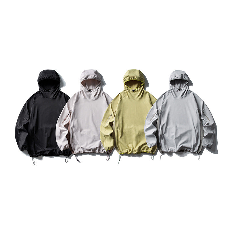 Unisex Lightweight Technical Hooded Anorak with Raglan Sleeves, Arm Pockets and Drawstring Chichicherry