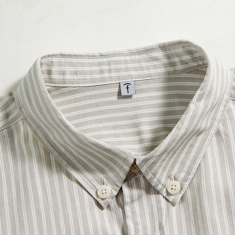Men's Oversized Striped Shirt with Button Collar and Chest Pocket Chichicherry