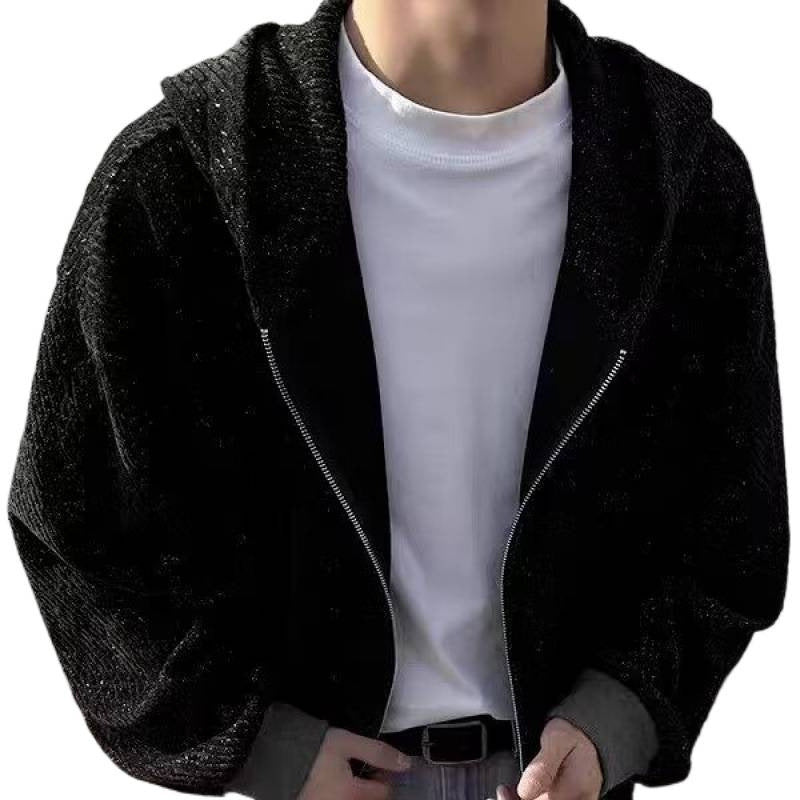 Unisex Oversized Strick-Kapuzenjacke mit Allover-Strukturmuster und Eingrifftaschen Chichicherry
