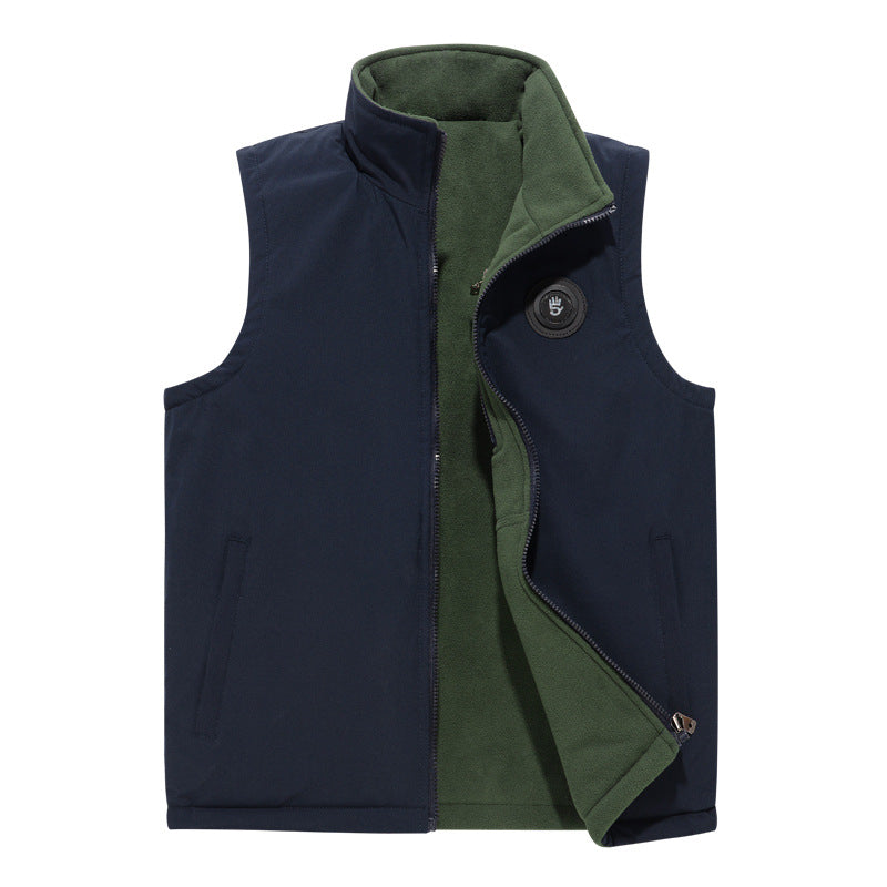 Men's softshell vest with fleece lining, windproof outer layer and high stand-up collar Chichicherry