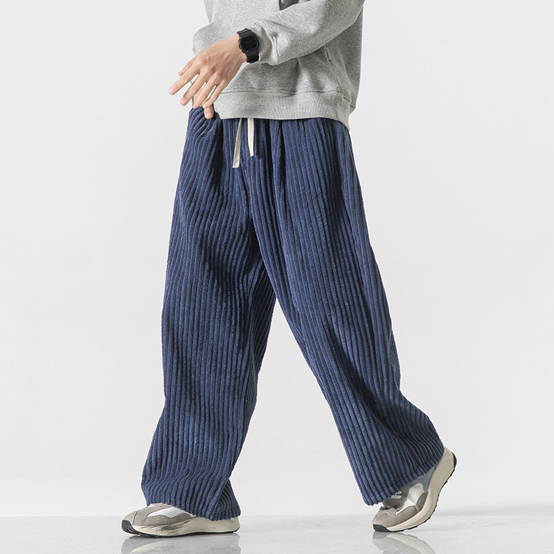Men's loosely cut corduroy pants with drawstring waistband and distinctive ribbed texture Chichicherry