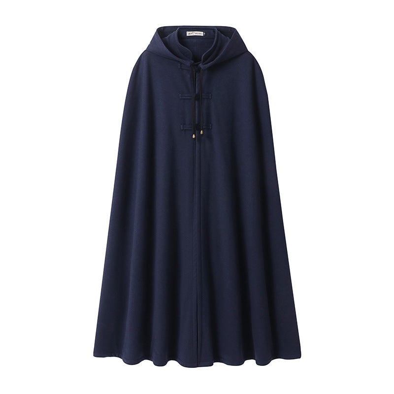Women’s hooded cape made of wool blend with toggle closures and flowing A-line Chichicherry