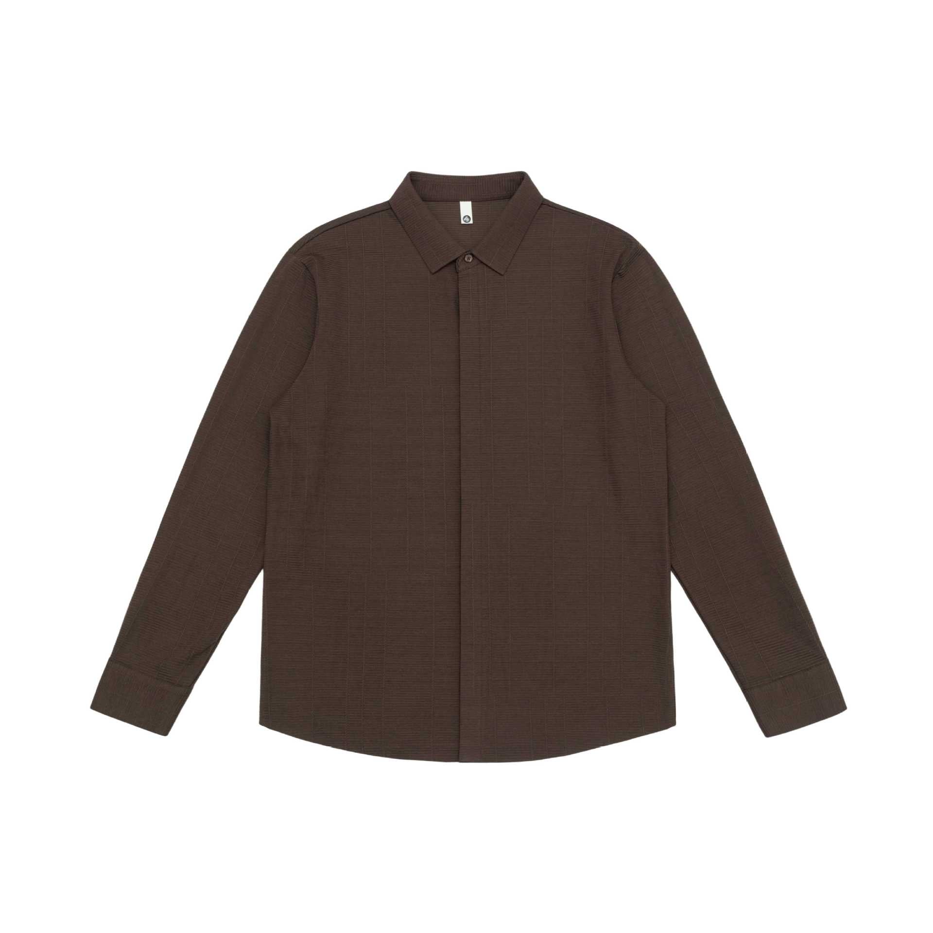 Men's Structured Knit Over-shirt with Concealed Button Placket and Ribbed Collar Chichicherry