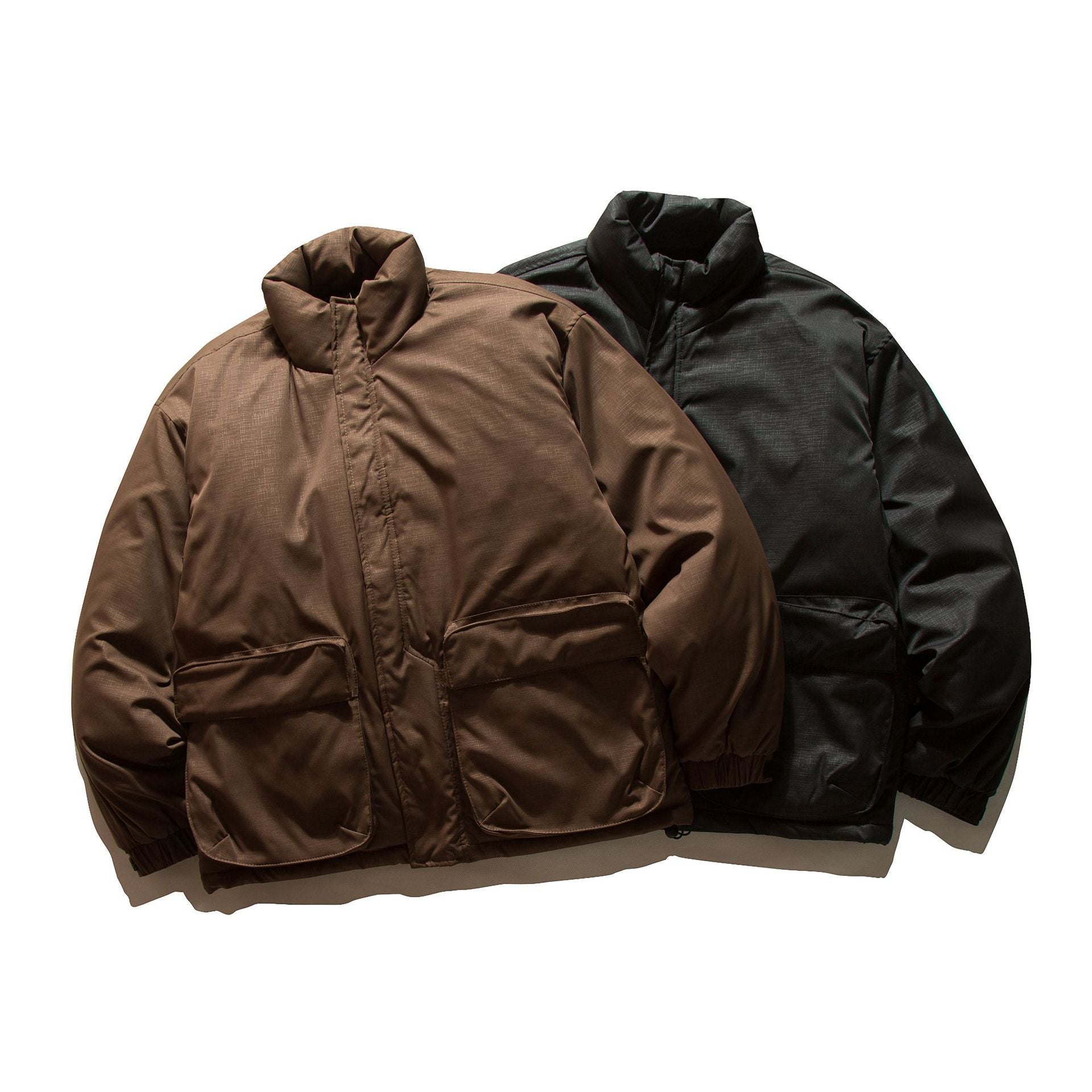 Unisex Boxy-filled Puffer jacket with high stand-up collar and utility pockets Chichicherry