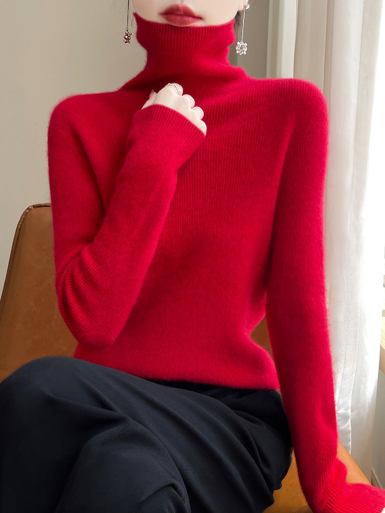 Ladies Slim Fit Fine Knit Roll Neck Sweater with Extra Fine Plush Finish Chichicherry