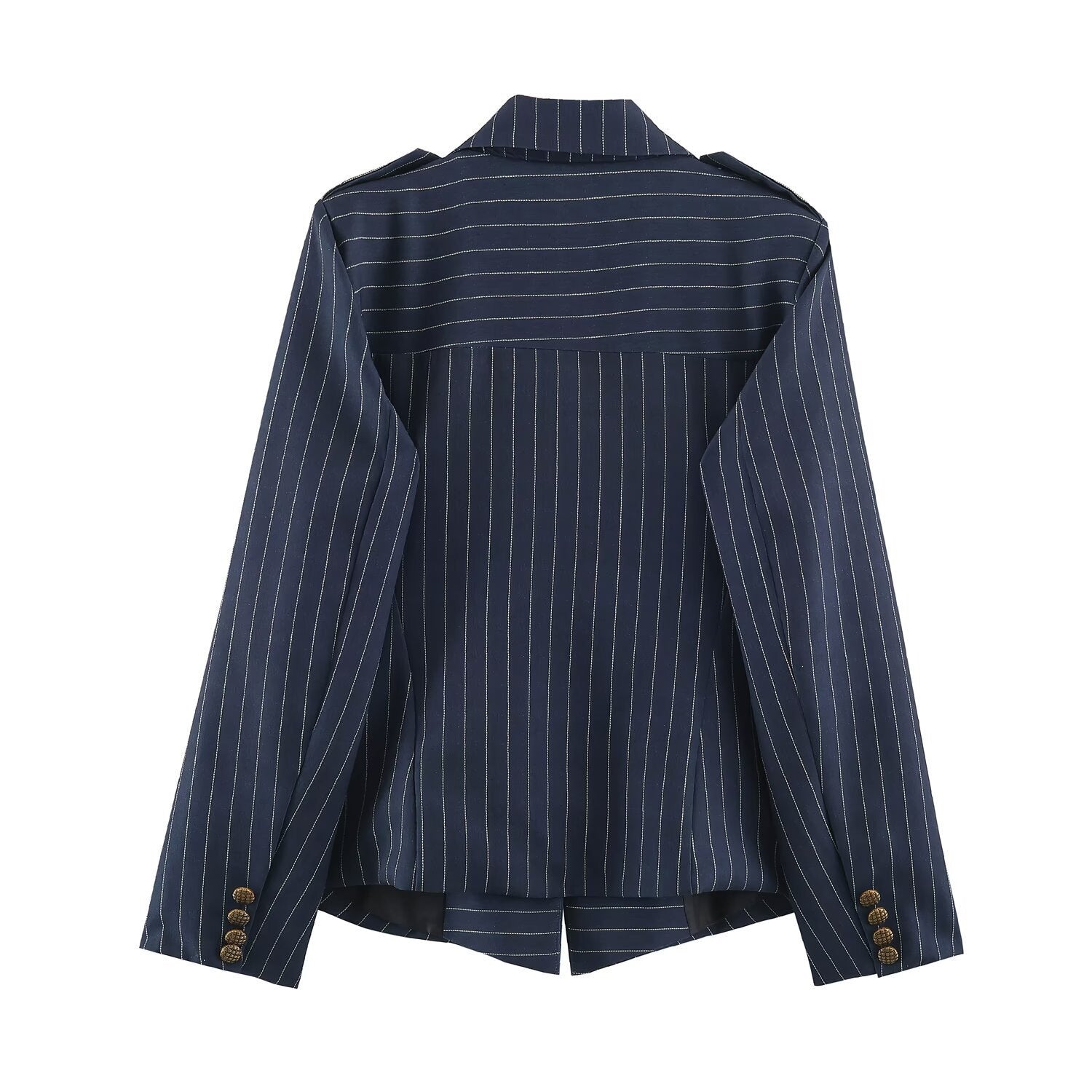 Women's tailored double-breasted pinstripe blazer with lapels Chichicherry