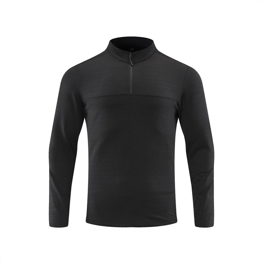 Men's Functional Half-Zip Long Sleeve Shirt with Stand-Up Collar and Breathable Stretch Material Chichicherry