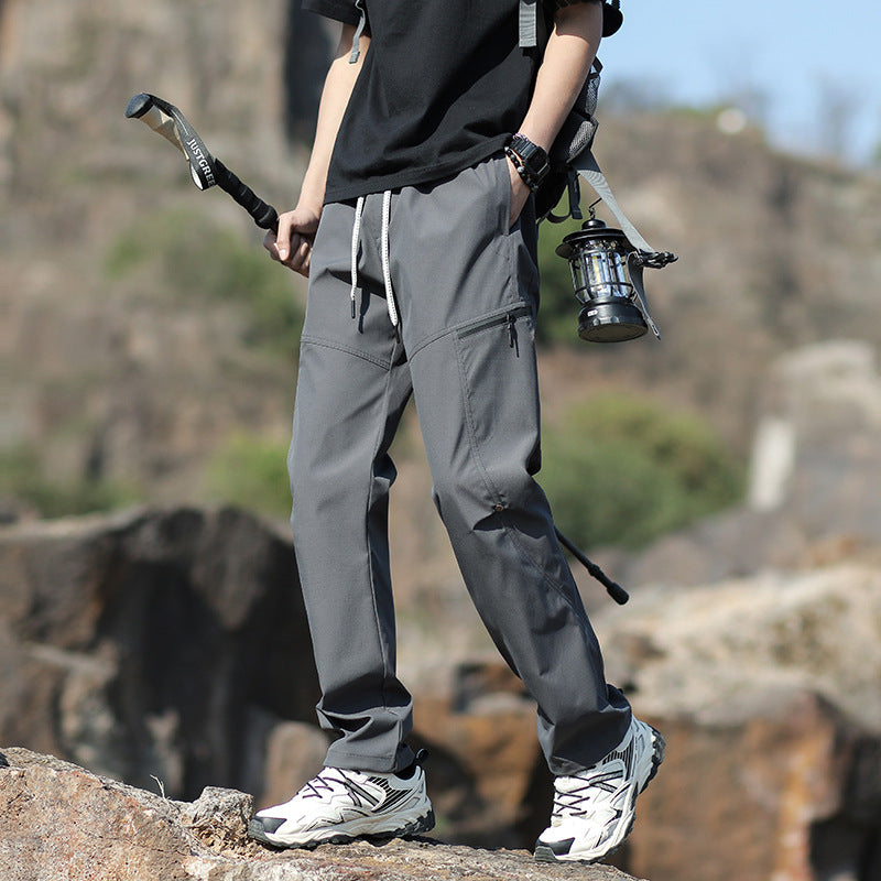 Men's Technical Trekking Pants with Zipper Pockets and Drawstring Waist Chichicherry