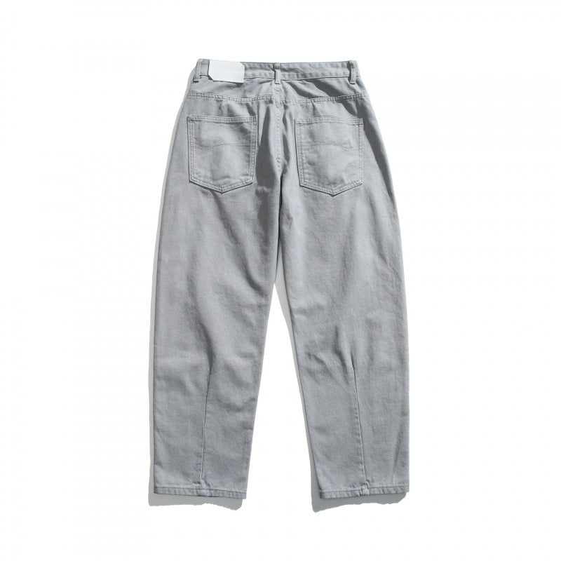 Men's Casual Relaxed-Fit Jeans with Decorative Stitching and Knee Inserts Chichicherry