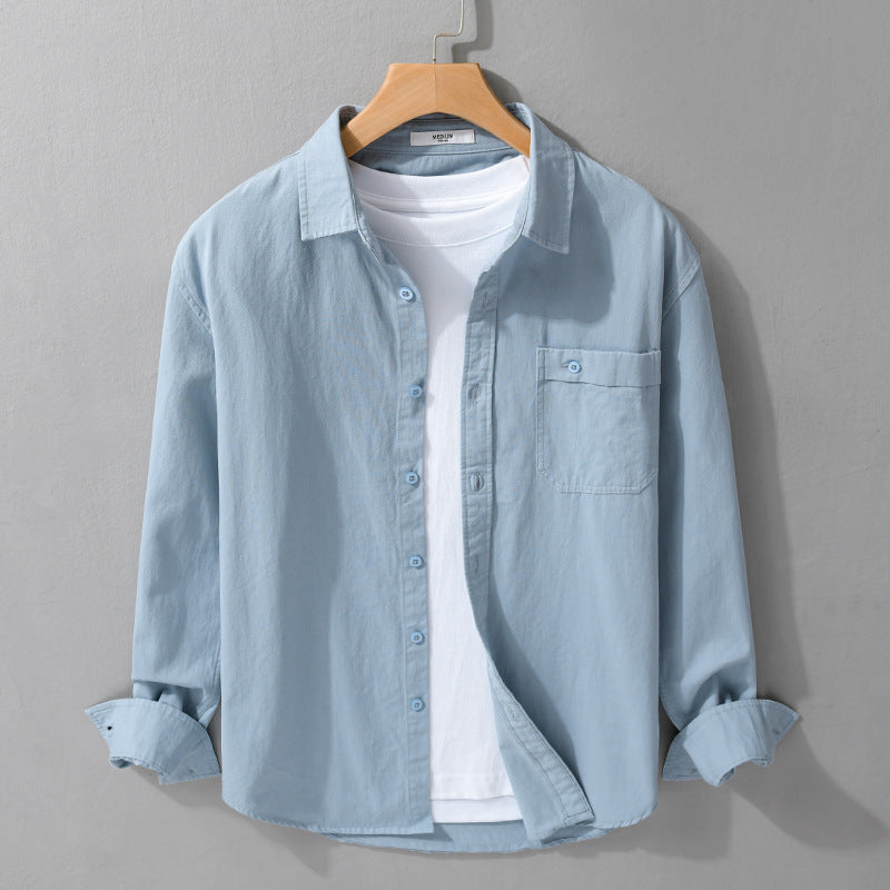 Men's Casual Layering Shirt Jacket made of lightweight cotton twill with patch chest pocket Chichicherry